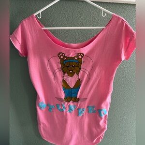 DIY 80’s Recycled tee STUFFED Bear Aerobics